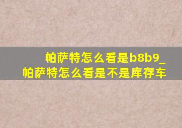 帕萨特怎么看是b8b9_帕萨特怎么看是不是库存车