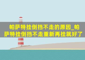 帕萨特挂倒挡不走的原因_帕萨特挂倒挡不走重新再挂就好了