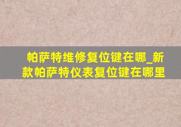 帕萨特维修复位键在哪_新款帕萨特仪表复位键在哪里