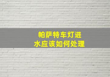 帕萨特车灯进水应该如何处理