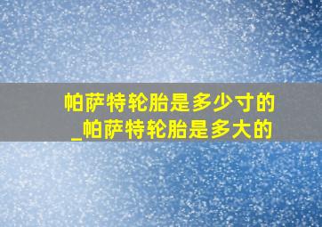 帕萨特轮胎是多少寸的_帕萨特轮胎是多大的