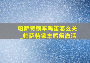 帕萨特锁车鸣笛怎么关_帕萨特锁车鸣笛激活