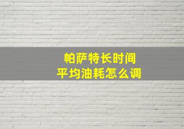 帕萨特长时间平均油耗怎么调