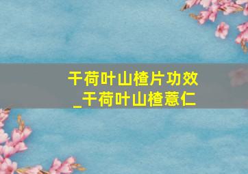 干荷叶山楂片功效_干荷叶山楂薏仁