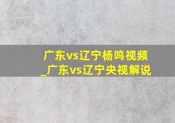 广东vs辽宁杨鸣视频_广东vs辽宁央视解说