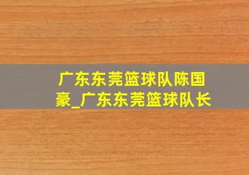 广东东莞篮球队陈国豪_广东东莞篮球队长