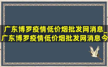 广东博罗疫情(低价烟批发网)消息_广东博罗疫情(低价烟批发网)消息今天