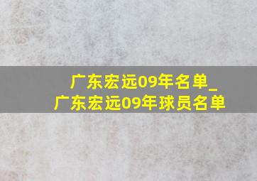 广东宏远09年名单_广东宏远09年球员名单