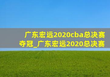 广东宏远2020cba总决赛夺冠_广东宏远2020总决赛