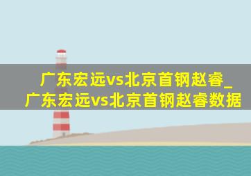 广东宏远vs北京首钢赵睿_广东宏远vs北京首钢赵睿数据