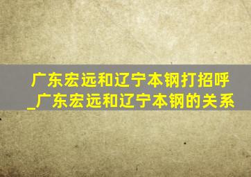 广东宏远和辽宁本钢打招呼_广东宏远和辽宁本钢的关系