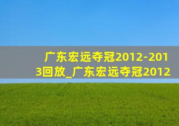 广东宏远夺冠2012-2013回放_广东宏远夺冠2012