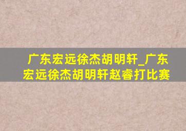 广东宏远徐杰胡明轩_广东宏远徐杰胡明轩赵睿打比赛