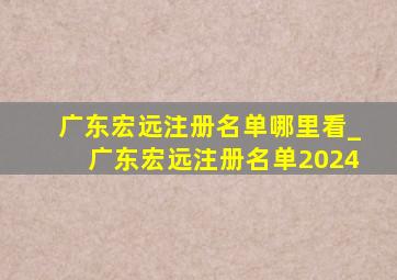 广东宏远注册名单哪里看_广东宏远注册名单2024