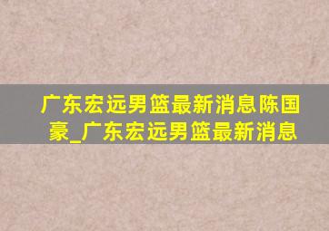 广东宏远男篮最新消息陈国豪_广东宏远男篮最新消息