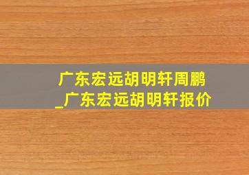 广东宏远胡明轩周鹏_广东宏远胡明轩报价