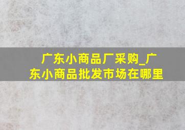 广东小商品厂采购_广东小商品批发市场在哪里