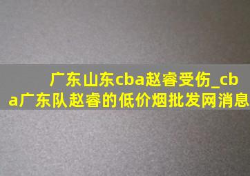 广东山东cba赵睿受伤_cba广东队赵睿的(低价烟批发网)消息