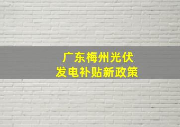 广东梅州光伏发电补贴新政策