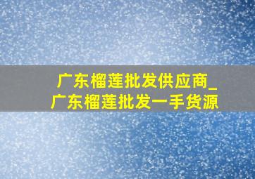 广东榴莲批发供应商_广东榴莲批发一手货源