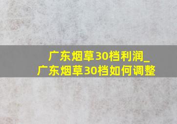 广东烟草30档利润_广东烟草30档如何调整