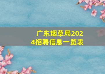 广东烟草局2024招聘信息一览表