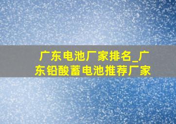广东电池厂家排名_广东铅酸蓄电池推荐厂家