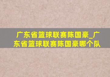 广东省篮球联赛陈国豪_广东省篮球联赛陈国豪哪个队