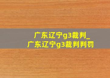 广东辽宁g3裁判_广东辽宁g3裁判判罚