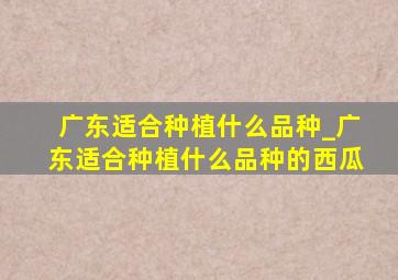 广东适合种植什么品种_广东适合种植什么品种的西瓜