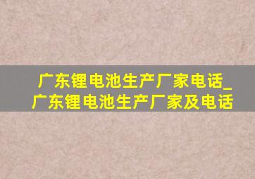 广东锂电池生产厂家电话_广东锂电池生产厂家及电话