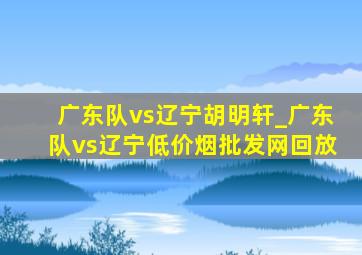 广东队vs辽宁胡明轩_广东队vs辽宁(低价烟批发网)回放