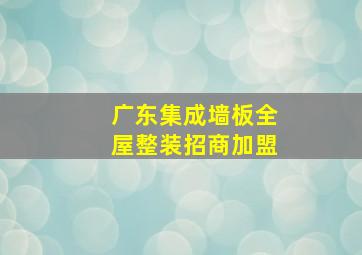 广东集成墙板全屋整装招商加盟