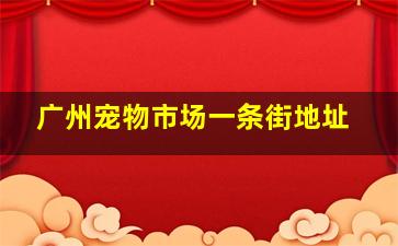 广州宠物市场一条街地址