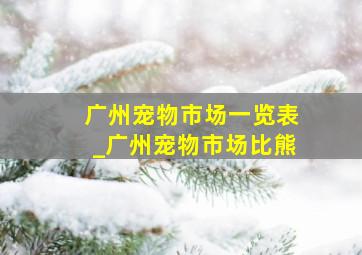 广州宠物市场一览表_广州宠物市场比熊