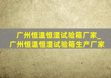 广州恒温恒湿试验箱厂家_广州恒温恒湿试验箱生产厂家