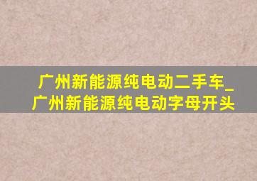 广州新能源纯电动二手车_广州新能源纯电动字母开头