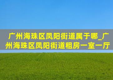 广州海珠区凤阳街道属于哪_广州海珠区凤阳街道租房一室一厅