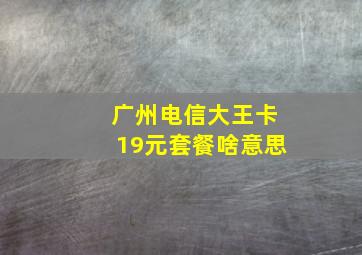 广州电信大王卡19元套餐啥意思