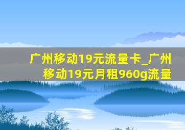 广州移动19元流量卡_广州移动19元月租960g流量