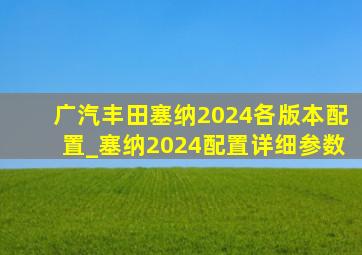 广汽丰田塞纳2024各版本配置_塞纳2024配置详细参数