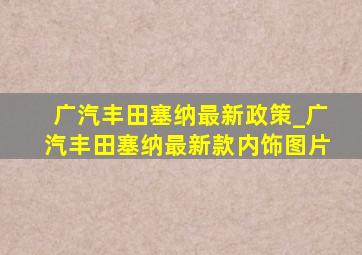 广汽丰田塞纳最新政策_广汽丰田塞纳最新款内饰图片