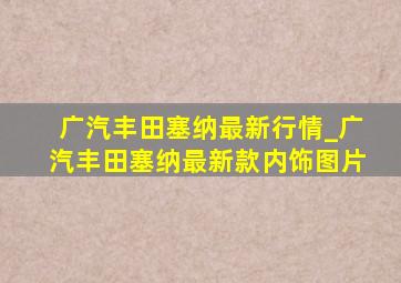 广汽丰田塞纳最新行情_广汽丰田塞纳最新款内饰图片