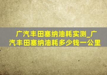 广汽丰田塞纳油耗实测_广汽丰田塞纳油耗多少钱一公里