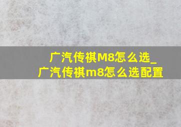 广汽传祺M8怎么选_广汽传祺m8怎么选配置