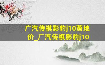 广汽传祺影豹j10落地价_广汽传祺影豹j10