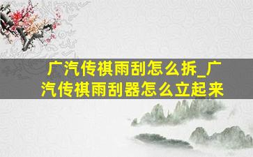 广汽传祺雨刮怎么拆_广汽传祺雨刮器怎么立起来