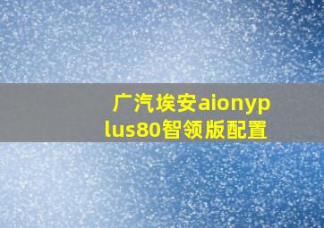 广汽埃安aionyplus80智领版配置