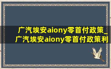 广汽埃安aiony零首付政策_广汽埃安aiony零首付政策利息