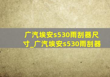 广汽埃安s530雨刮器尺寸_广汽埃安s530雨刮器